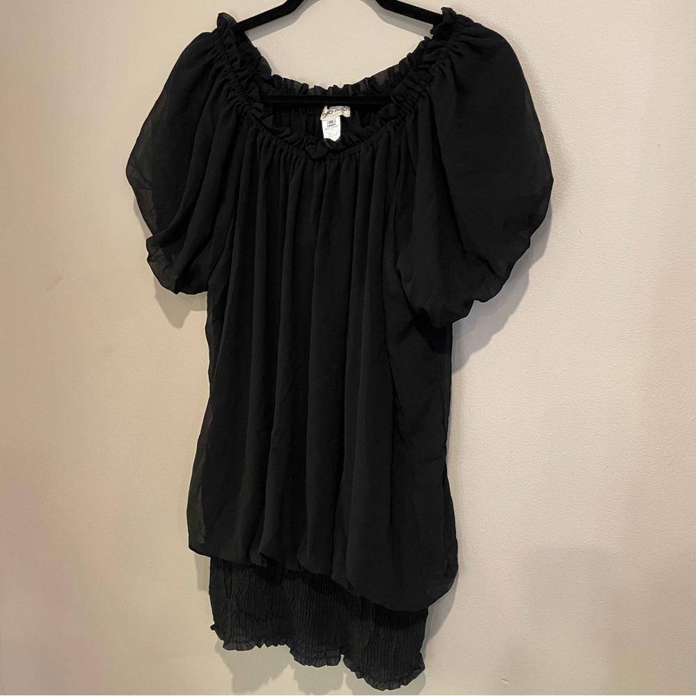 Black top blouse Anna Kaci NWT sheer double layered blouse Stylish Versatile